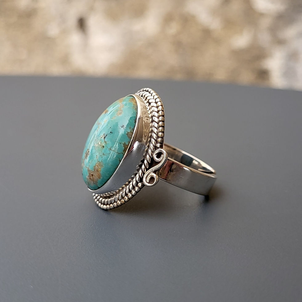 Thumbnail: Bague turquoise ovale sur argent 925‰