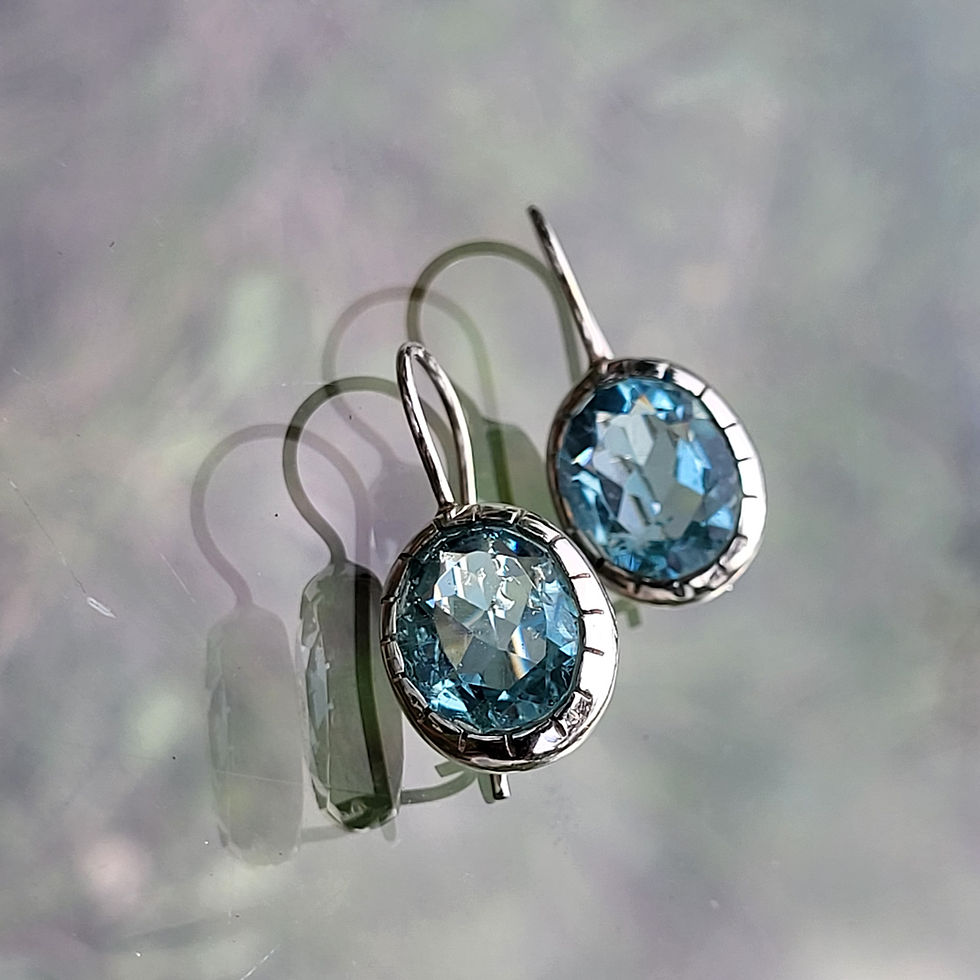 Miniature : Boucles d'oreilles "Pure" en topaze bleue et argent 925‰