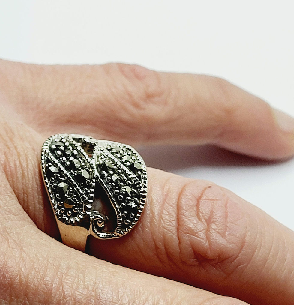Miniatura: bague paisley marcassite en argent massif 925