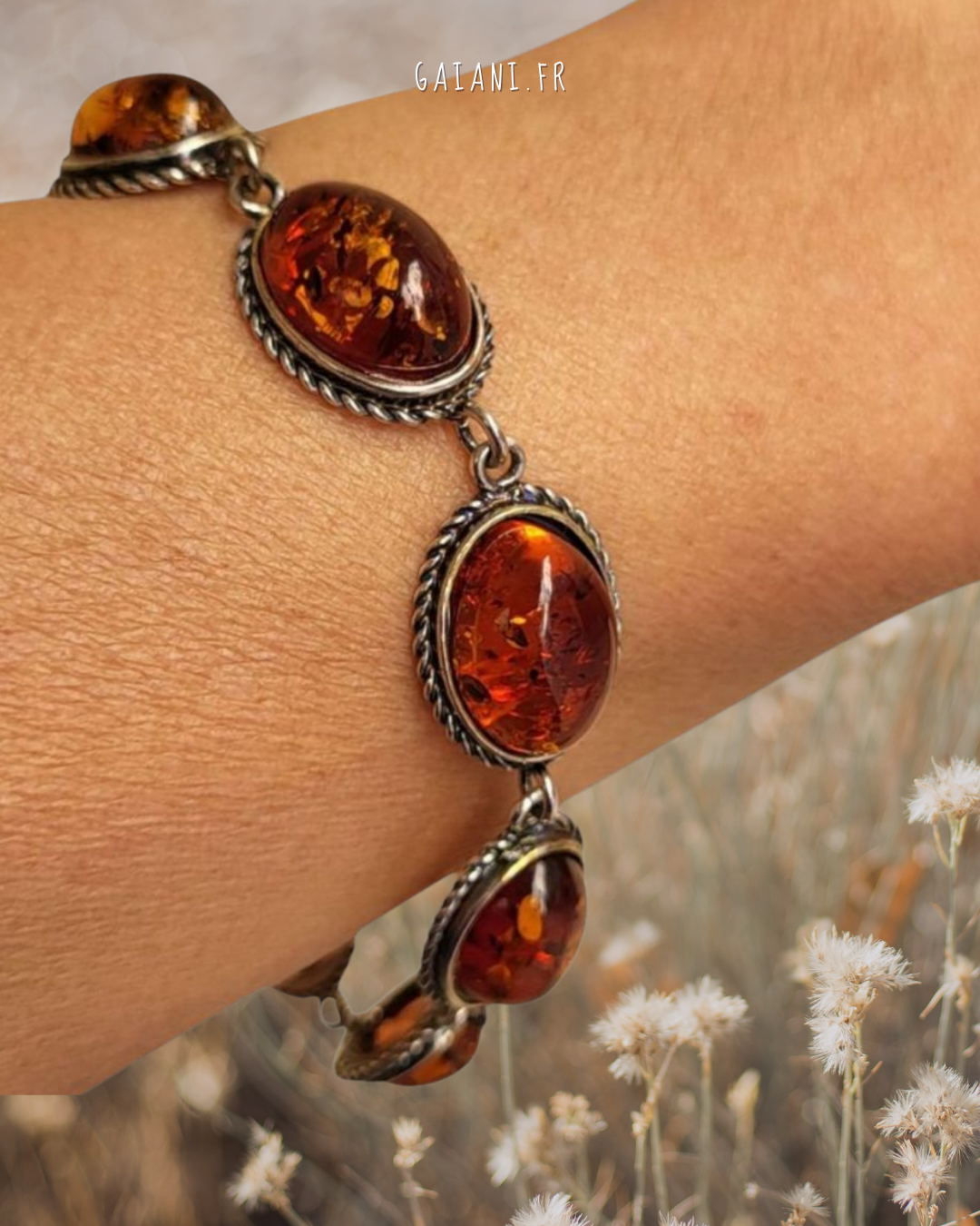 Bracelet ambre et argent 925‰