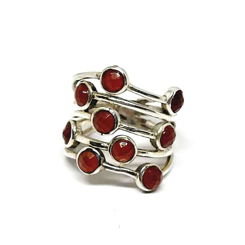 Miniatura: Bague cornalines taillées et argent 925‰/vue de face