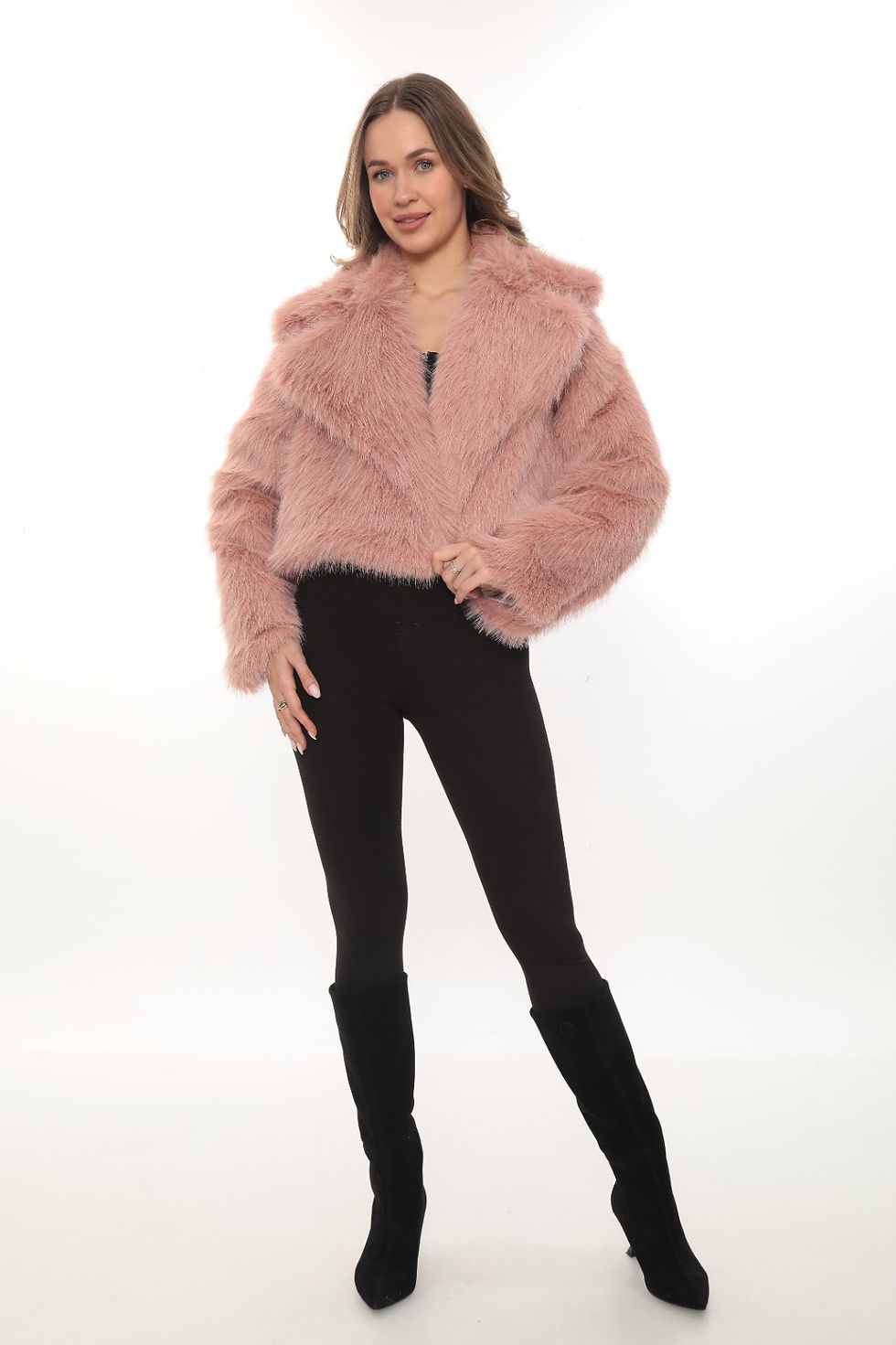 Küçük resim: İzellas Vera Crop Pembe Kürk