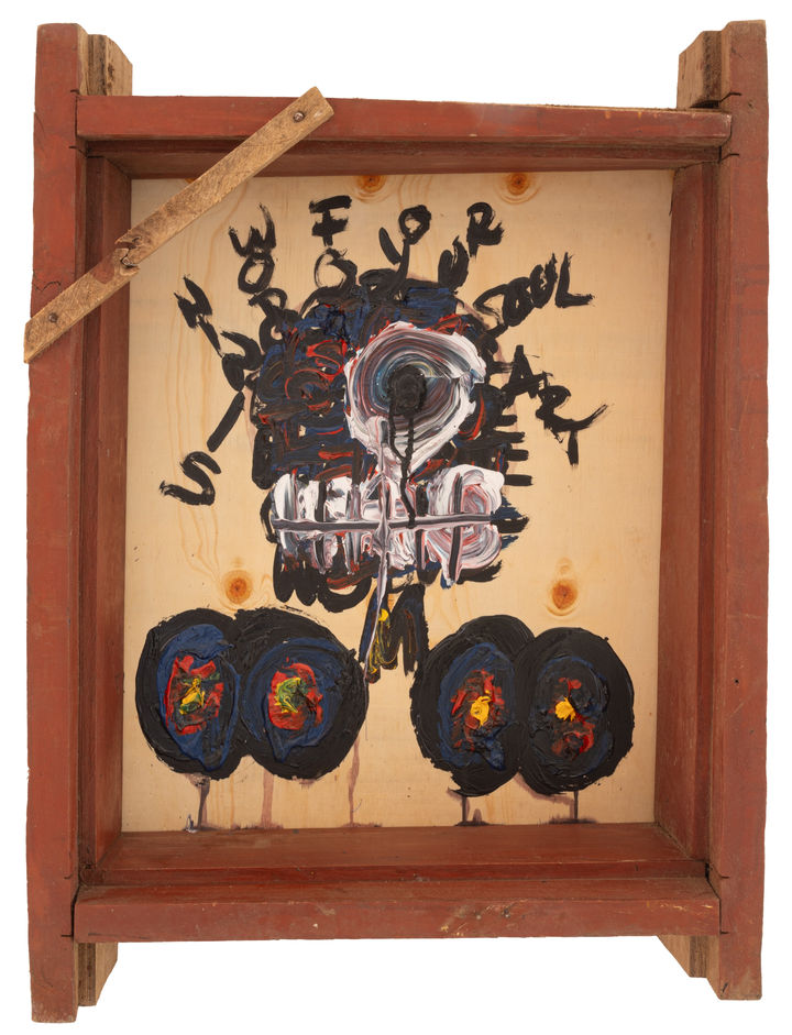 Abstract painting on Wooden Window Panel