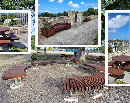 The VI Trail Alliance refurbishes benches along the Christiansted Bypass and the Story Telling Circle at the Canegata Ball Park.