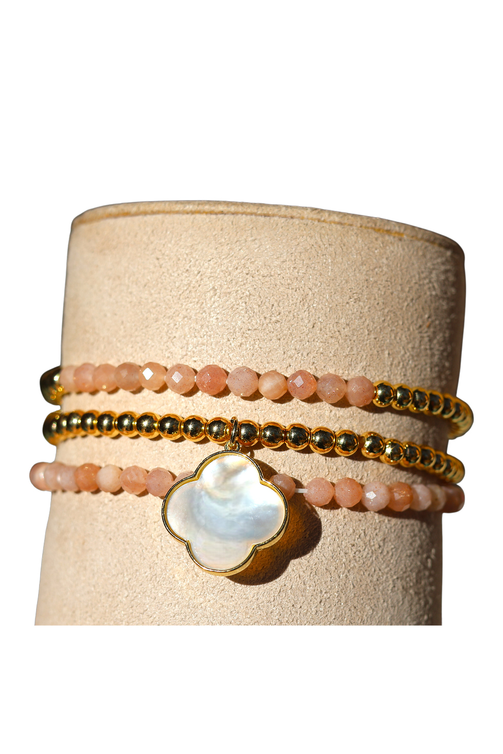 Thumbnail: Ceto Peach Moonstone Bracelet Set