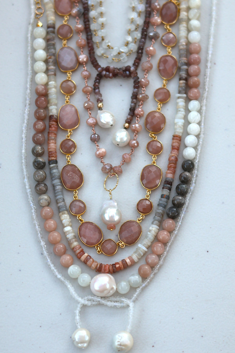 Thumbnail: Lariat Necklace | Peach Moonstone