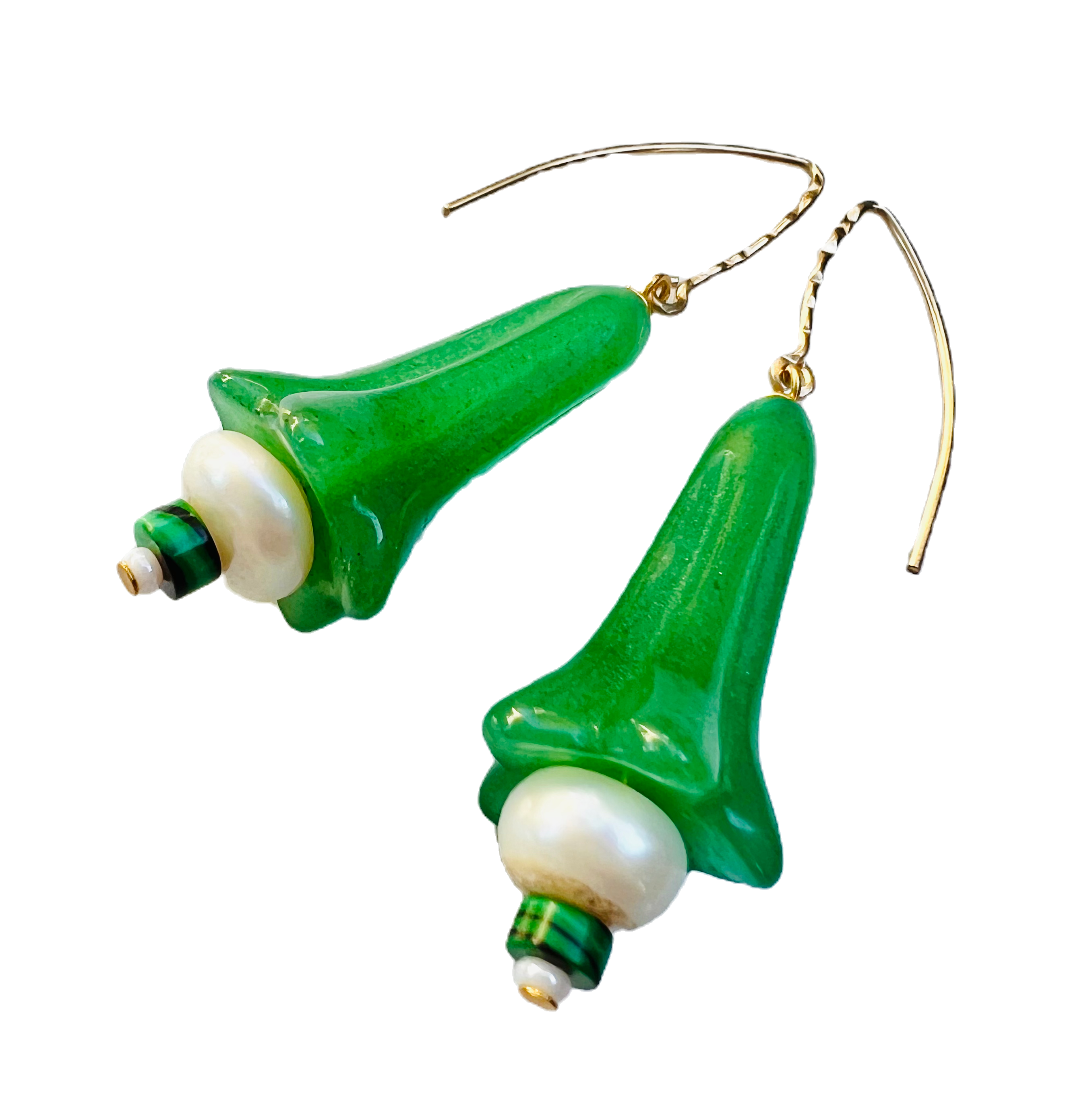 Trumpet-Vine Earrings | Green Jade