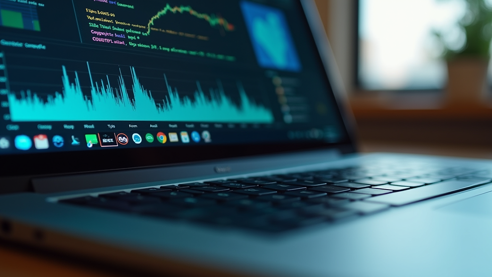Close-up view of a customized software interface on a laptop screen