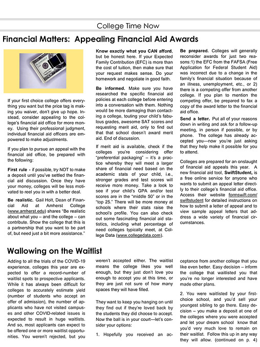 College Time Now Award Winning Newsletter