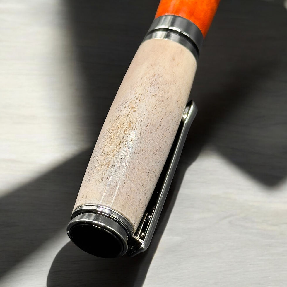 Thumbnail: 125 Cyclone Rollerball Pen Deer Antler / Dyed Maple Burl
