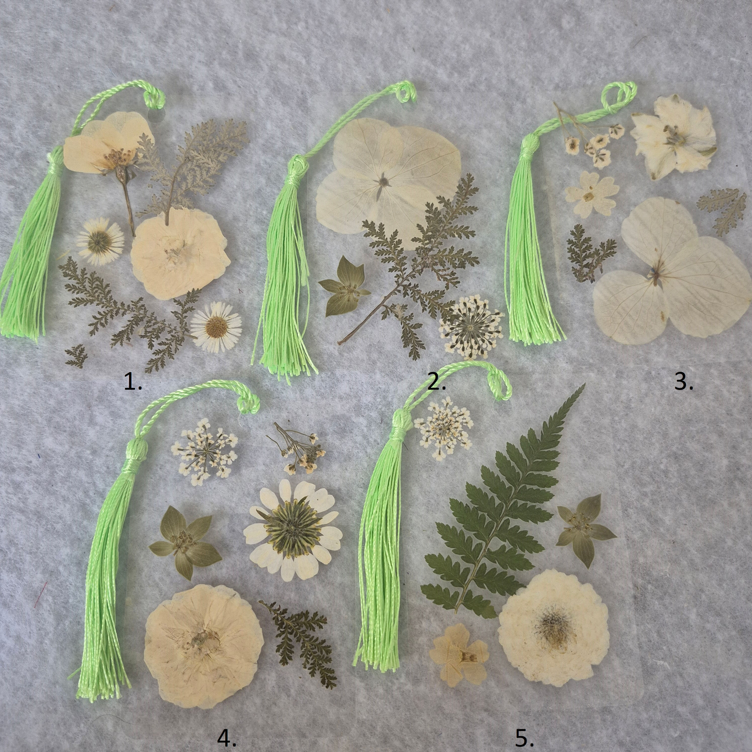 Set 10 Pressed Flower Laminated Bookmark – Real Dried Flowers with Tassel