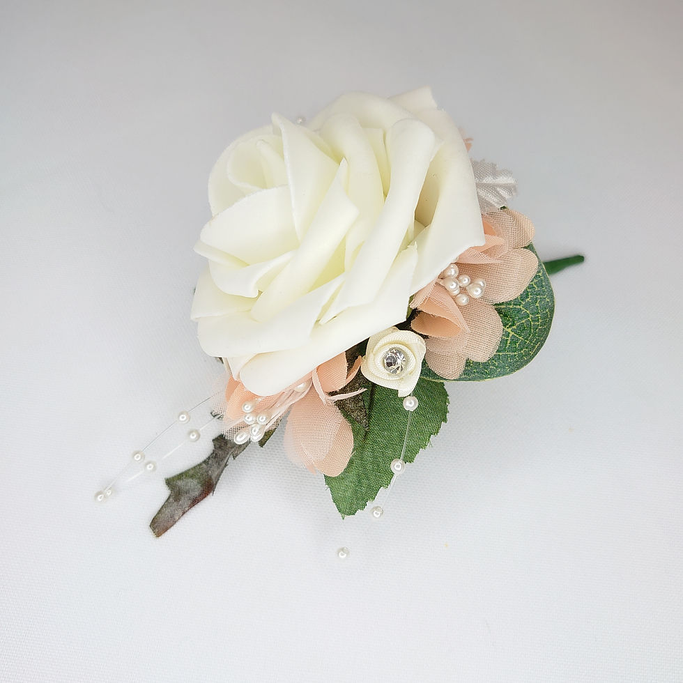 Thumbnail: Cream Rose With Peach Lapel/Wrist/Handbag Corsage