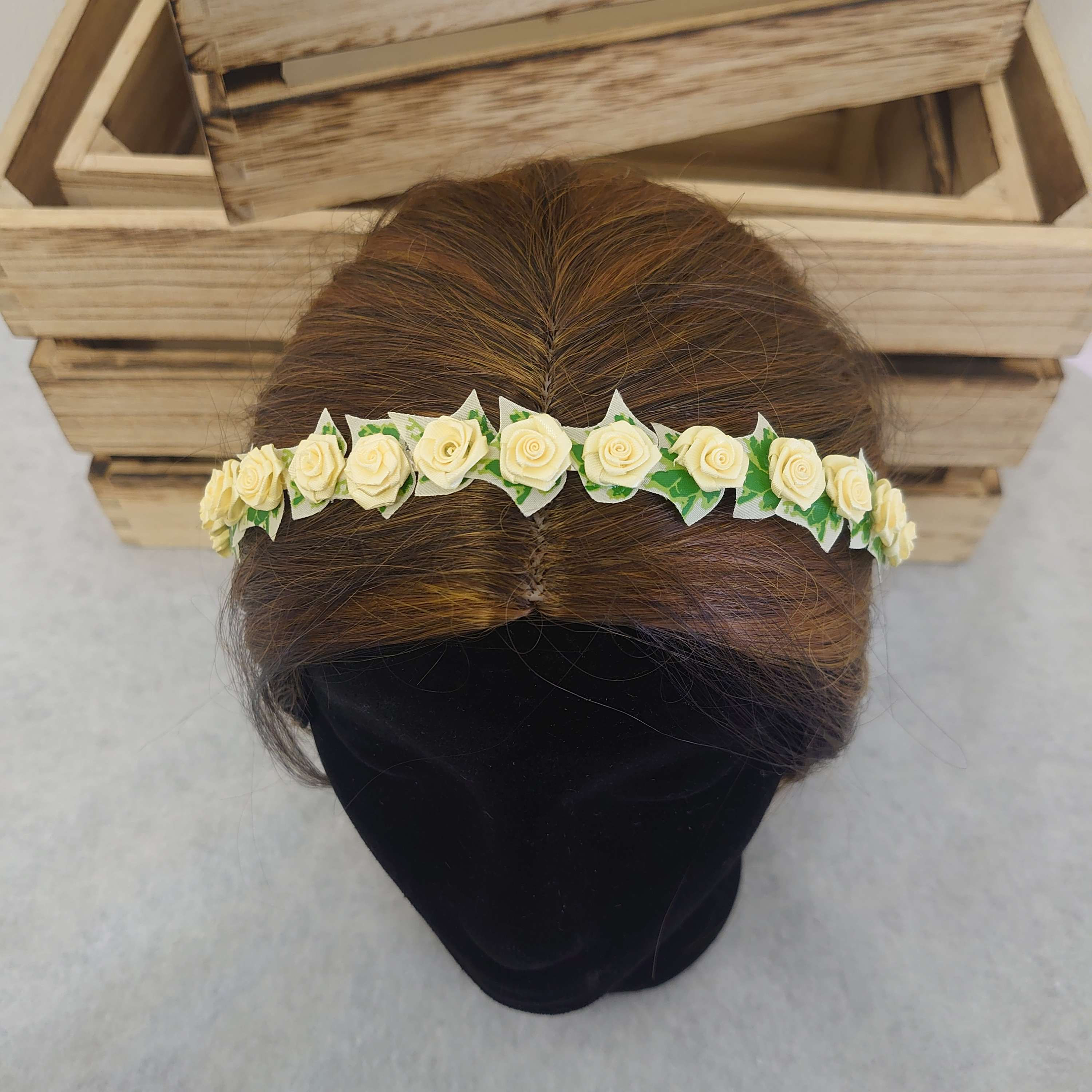 Pastel Yellow Rose and Ivy Alice Band / Headband