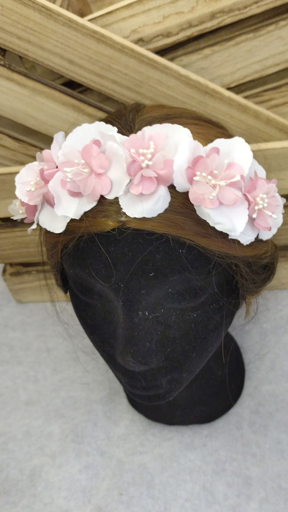 Thumbnail: Pink Blossom & White Hydrangea Alice Headband