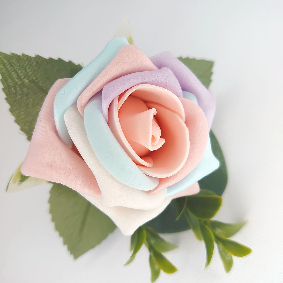 Thumbnail: Pastel Rainbow Unicorn Rose Floral Pin - Wearable on Lapel, Wrist or Handbag