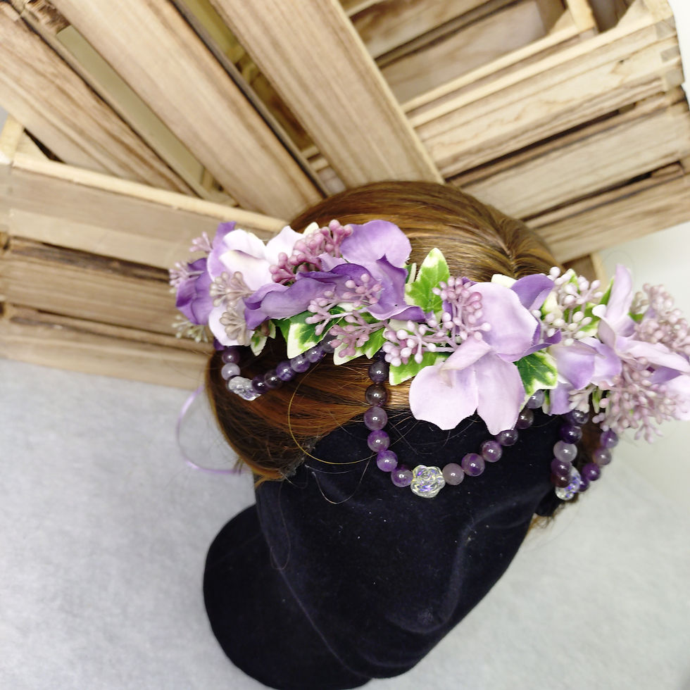 Thumbnail: Dream Amethyst, Lilac Hydrangea & Bud Flower Crown