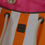 Thumbnail: Large water resistant beach bag, Tangerine and white stripe with animal print