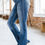 Thumbnail: Sky Blue Medium Wash High Rise Flare Jeans