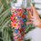 Thumbnail: Multicolor Floral Pattern Stainless Steel Straw Handle Cup