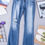 Thumbnail: Blue Distressed Flare Jeans