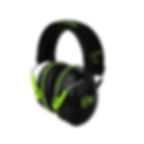 Revogard HM310 earmuff front view – black and green earmuff with stainless steel headband for high noise reduction
