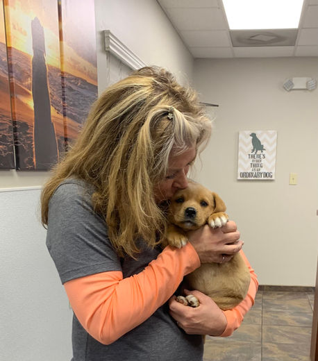 Angela and puppy