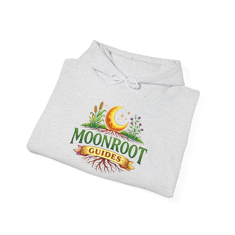 Thumbnail: Moonroot Guides: Hoodie Celestial Moon & Roots Logo Pullover