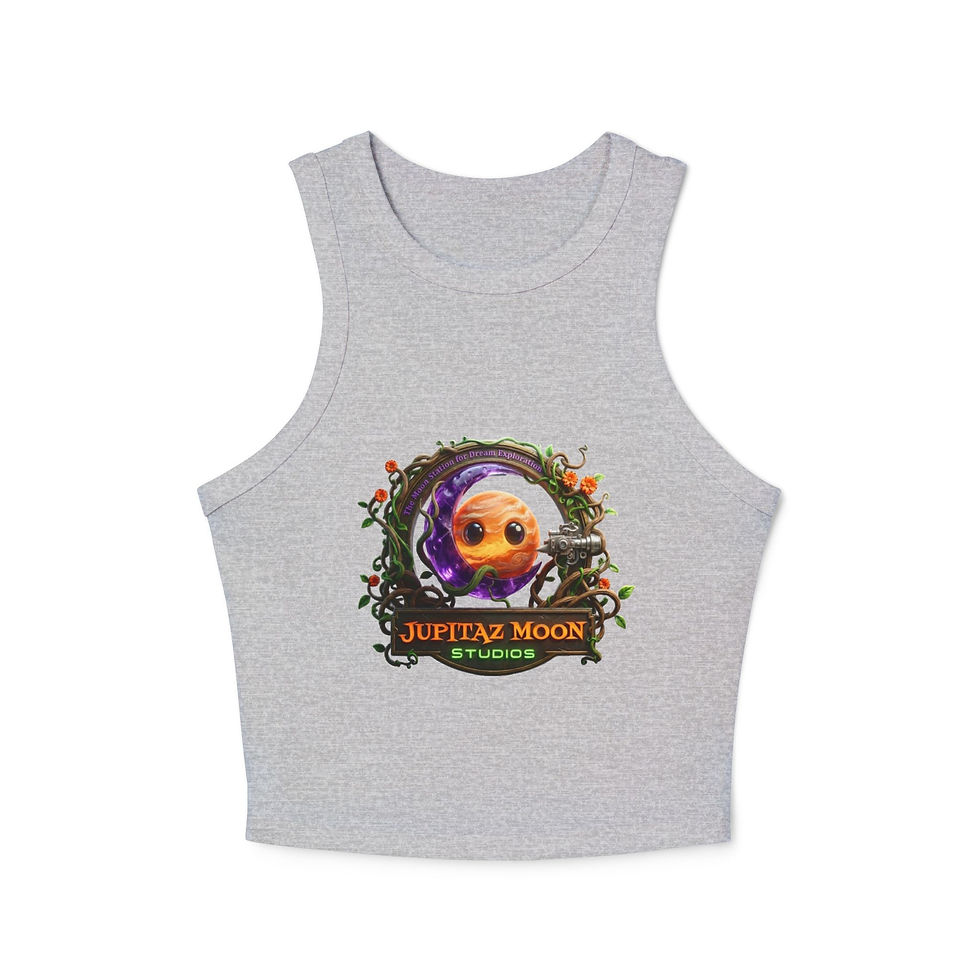Thumbnail: Jupitaz Moon Studios Racer Tank Top - Cute Planet Logo Crop Tank