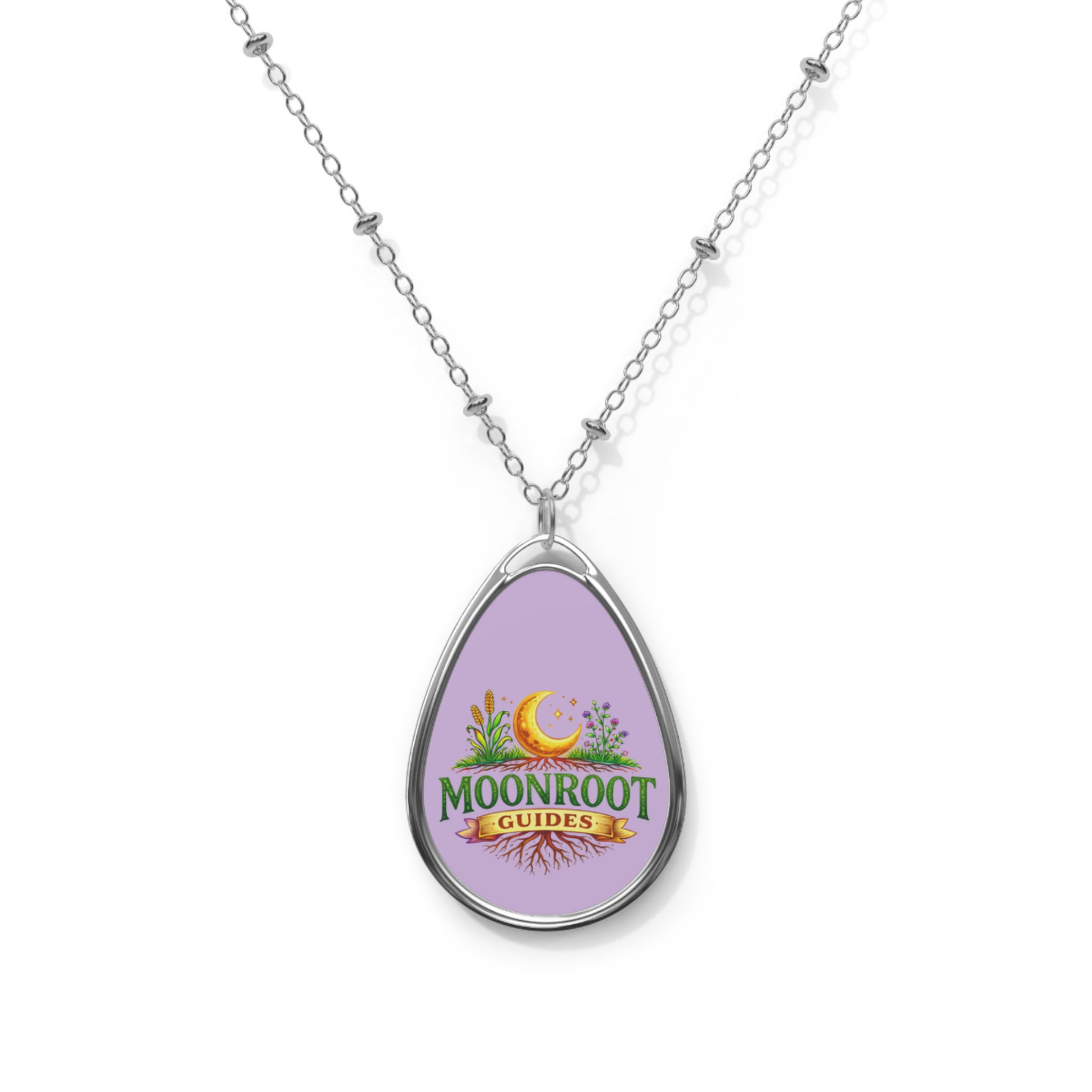 Moonroot Guides: Oval Pendant Necklace — Moon & Botanicals Teardrop Charm