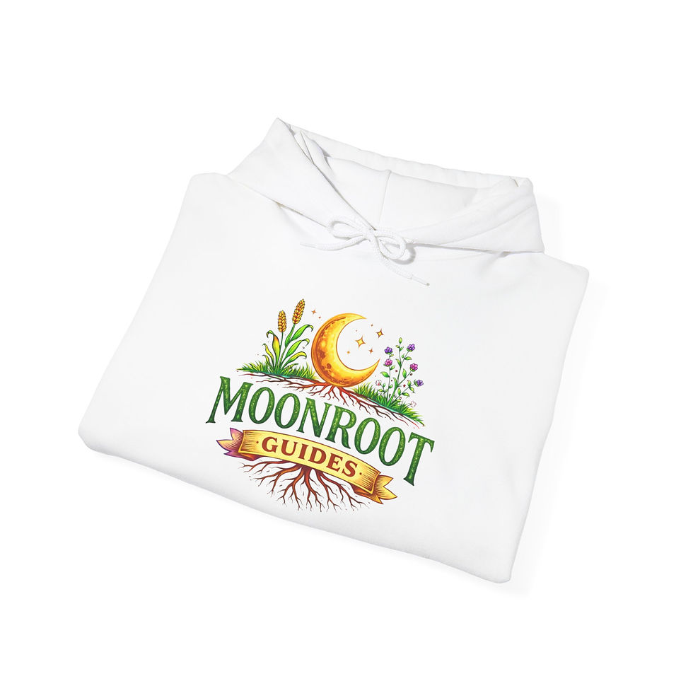 Thumbnail: Moonroot Guides: Hoodie Celestial Moon & Roots Logo Pullover