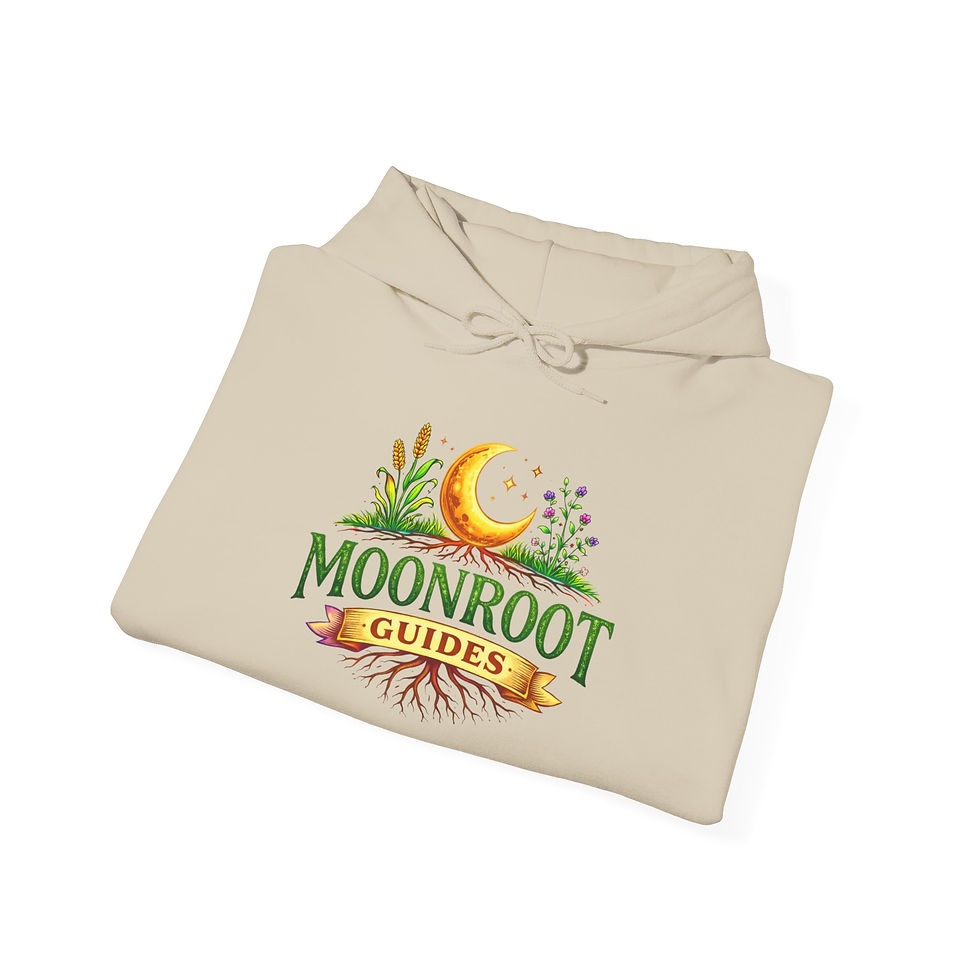 Thumbnail: Moonroot Guides: Hoodie Celestial Moon & Roots Logo Pullover