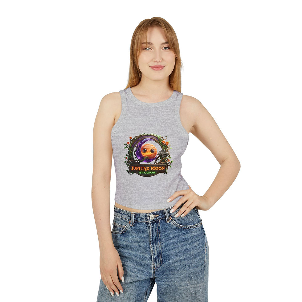 Thumbnail: Jupitaz Moon Studios Racer Tank Top - Cute Planet Logo Crop Tank