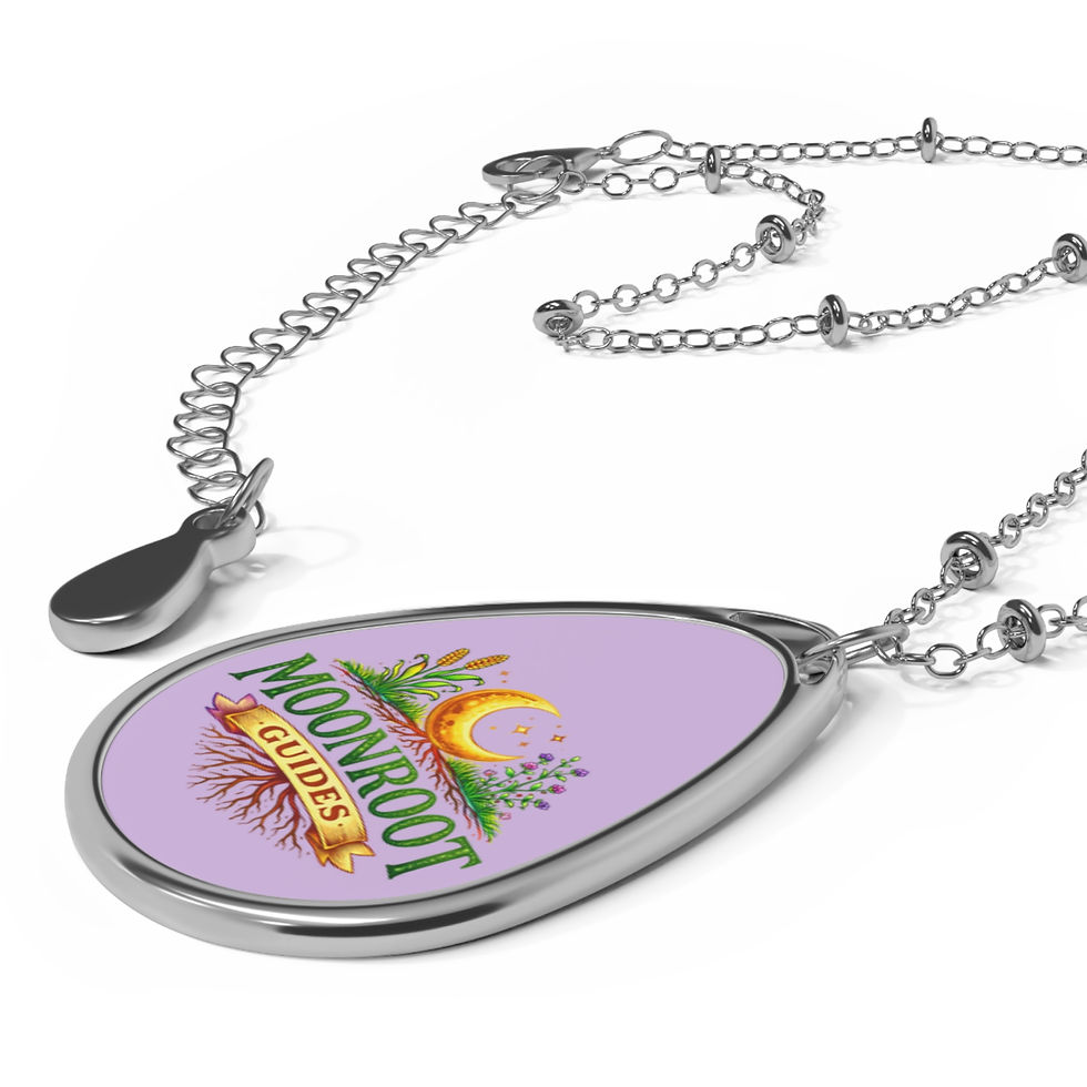 Thumbnail: Moonroot Guides: Oval Pendant Necklace — Moon & Botanicals Teardrop Charm