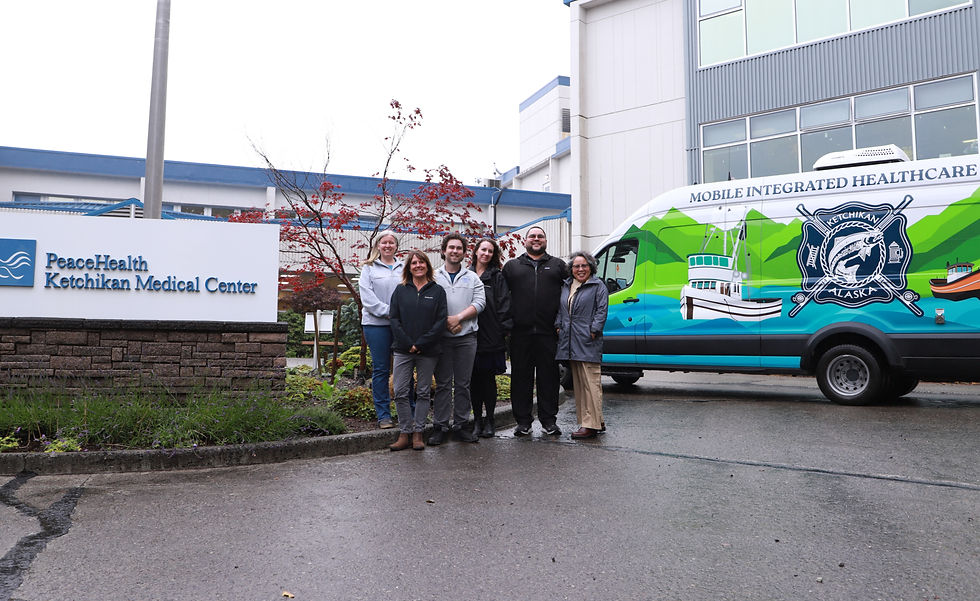 L to R: Lisa DeLaet, Ketchikan Wellness Coalition; Gretchen O'Sullivan, Ketchikan Fire Dept. Fire Marshall; Ben Watson, MIH Community Paramedic; Carolyn Henry, PeaceHealth Manager of Quality and Patient Safety; Louis Scott, PeaceHealth Quality Facilitator; Linda Montecillo, Patient Outcomes Coordinator
