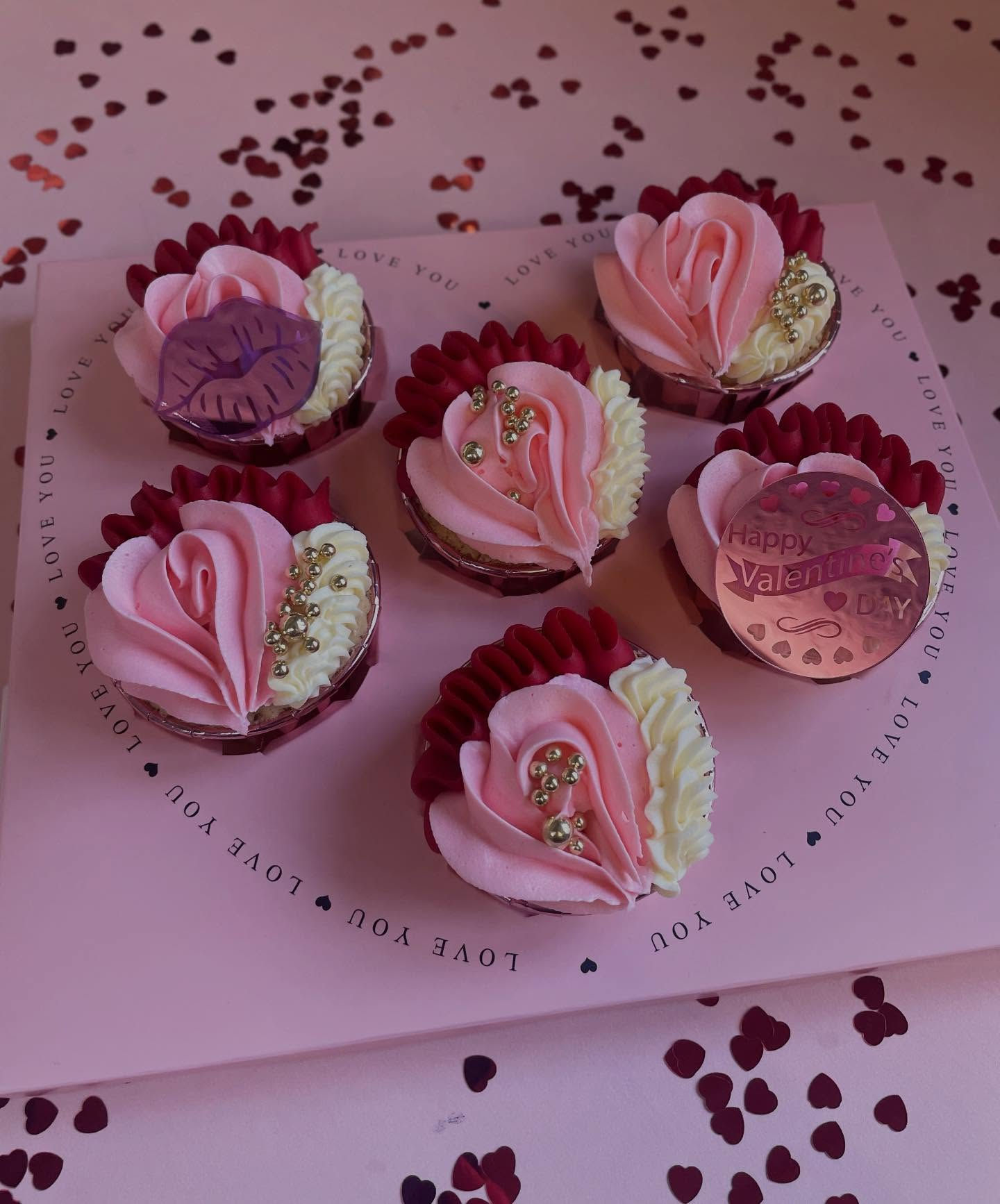 Heart Box of 6 Valentines Cupcakes