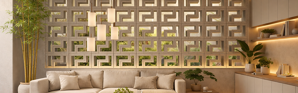 cobogó de concreto para ambiente interno em sala moderna