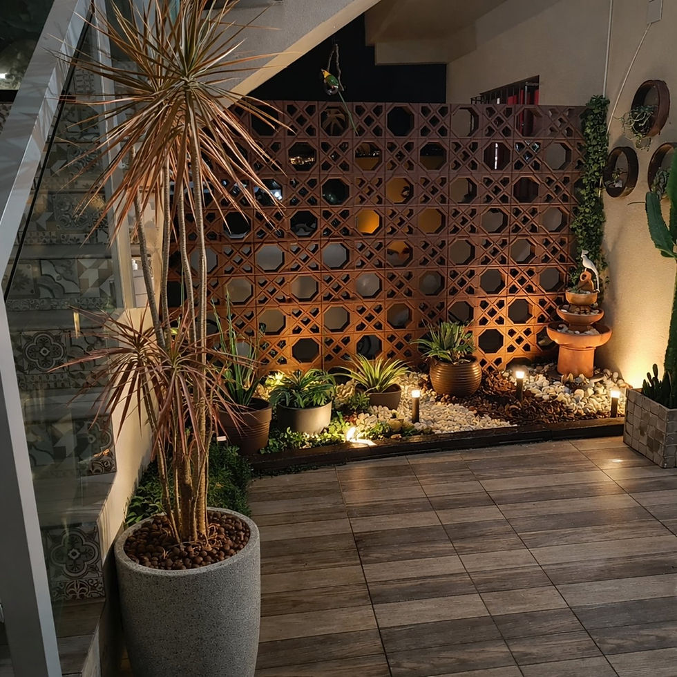 cobogó de concreto aplicado em jardim com paisagismo moderno