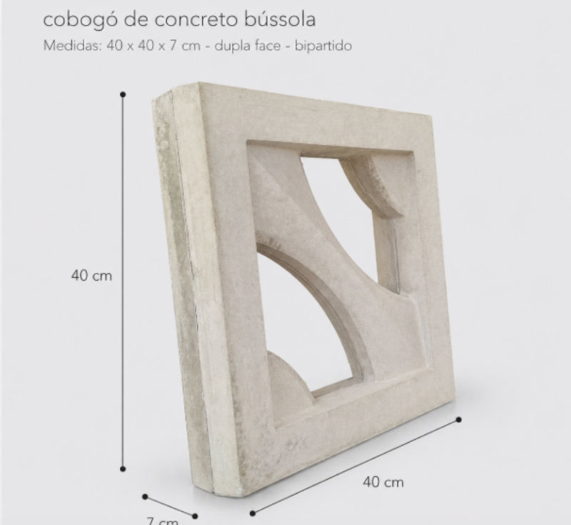 Muro decorativo com cobogó de concreto bússola em projeto arquitetônico contemporâneo