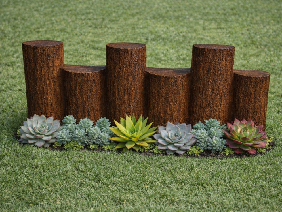 Cercado de jardim imitando cerquinha de madeira em concreto para borda de jardim