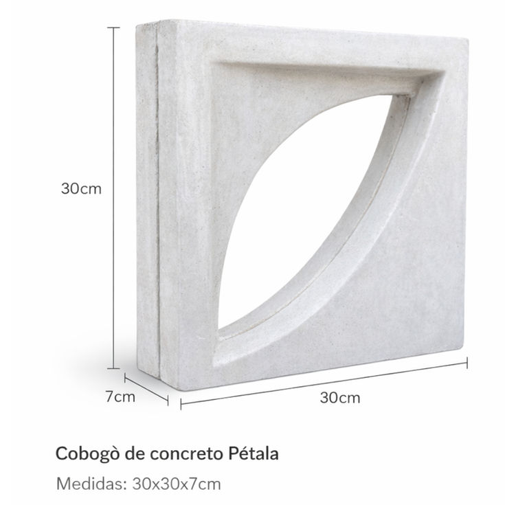 Elemento vazado de concreto pétala aplicado em revestimento de parede