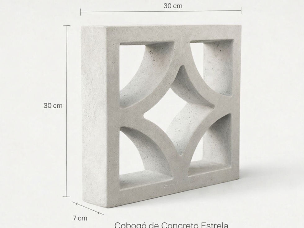 Cobogó de cimento estrela aplicado em fachada contemporânea