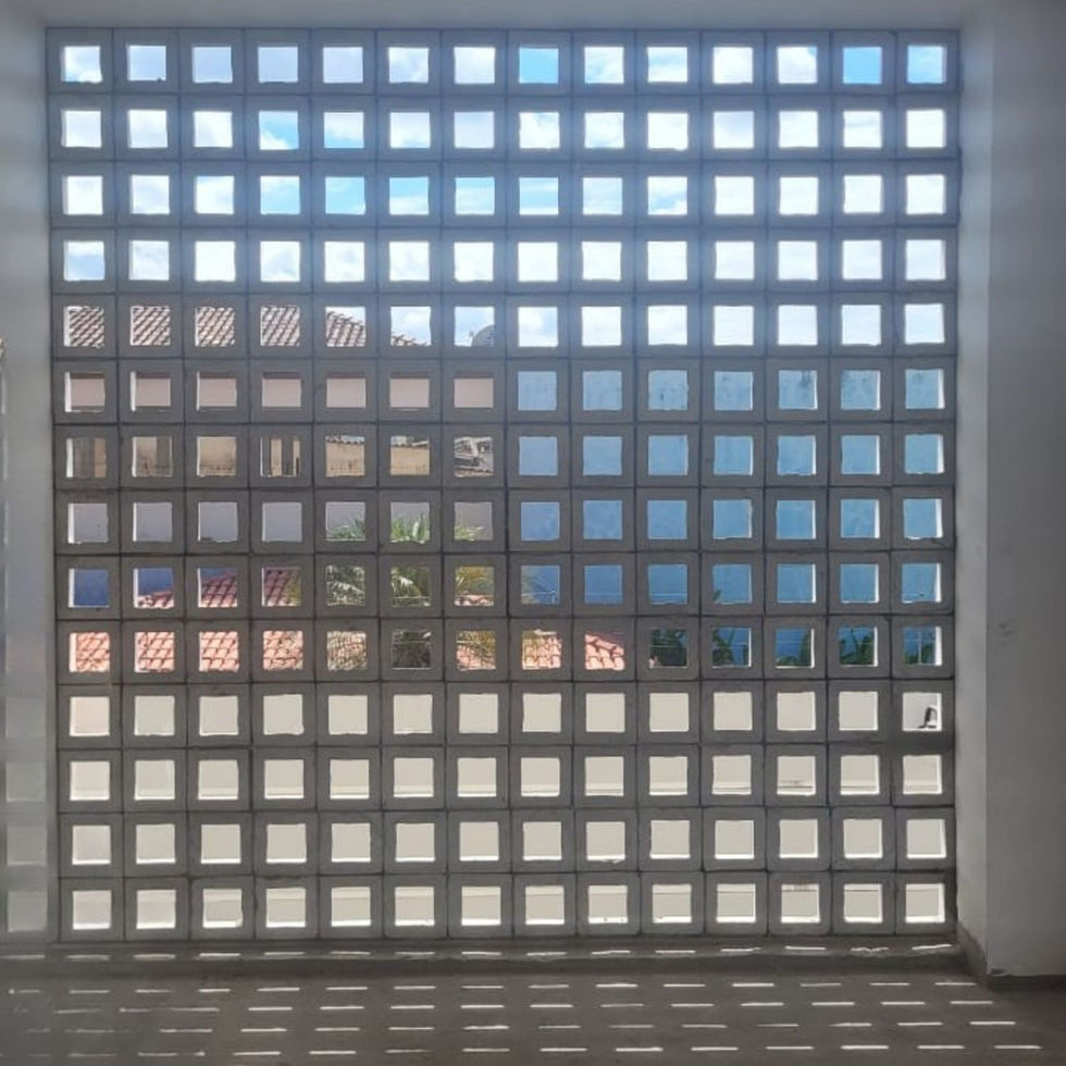 Cobogó de concreto um furo aplicado em painel arquitetônico