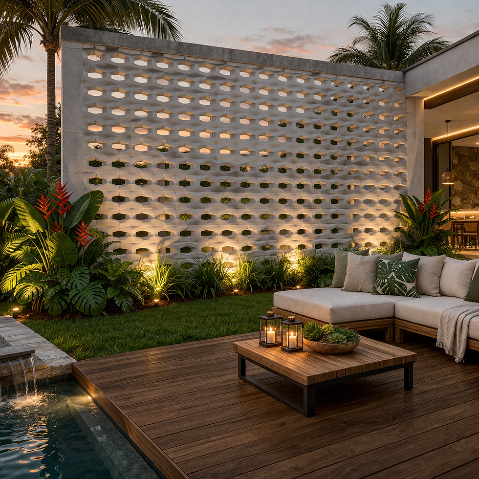 muro moderno com cobogó vazado