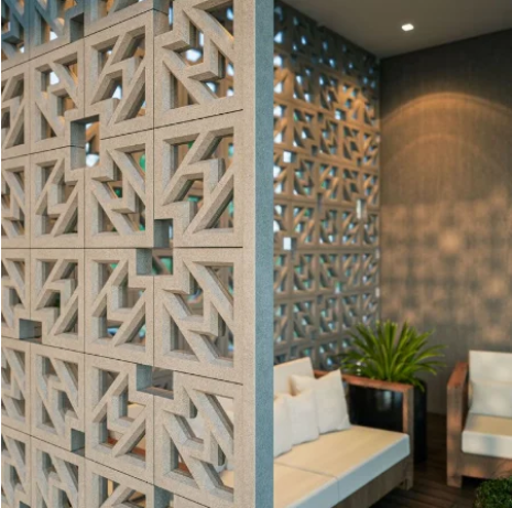 divisória com cobogó de concreto arrow em projeto arquitetônico sofisticado