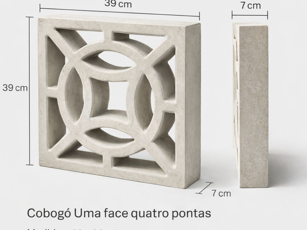 Elemento vazado de concreto quatro furos aplicado em fachada arquitetônica