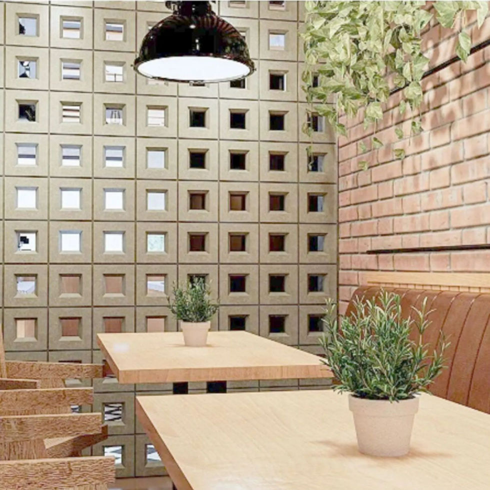 Cobogó de concreto na cozinha para ventilação e luminozidade