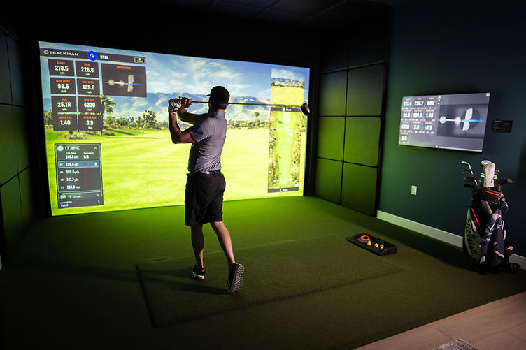 Golf in a private Trackman iO bay at Elite Golf Training Lounge