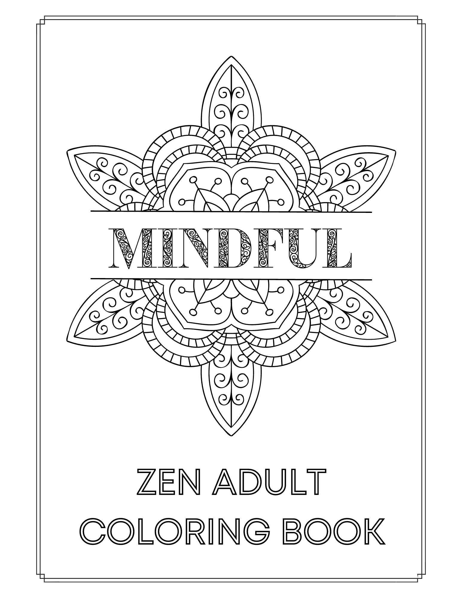 Mindful Zen Adult Coloring Book - Instant download printable