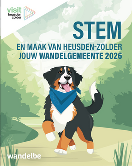 Stem op HZ als wandelgemeente van het jaar met de hond van de burgemeester als mascotte op de poster