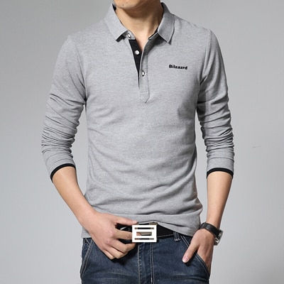 Thumbnail: Casual Polo Shirt Men Fashion Letter Print Long-Sleeve Men's Polos New Arrival